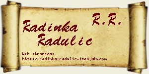 Radinka Radulić vizit kartica